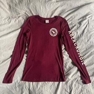 2000s Abercrombie Burgundy Long Sleeve Shirt